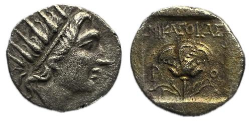 10   -  Caría. Rodas. Hemidracma. ΗΡΑΓΟΡΑΣ, magistrado 180-150 a.C