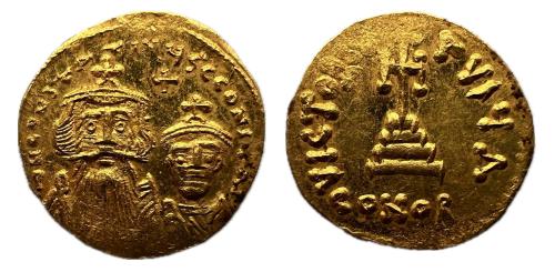 246   -  Constans II con Constantino IV. Sólido 641-668. Solidus, alrededor de 654-659