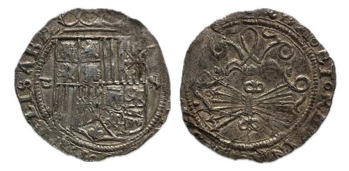 288   -  Fernando e Isabel (1474-1504). 1 real. Sevilla. (Cal-440). Ag. 3,38 g. Escudo entre ensayador d cuadrada y S