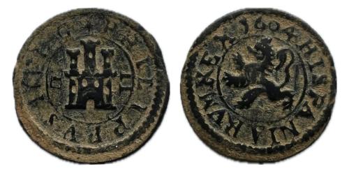 308   -  Felipe III (1598-1621). 2 maravedís. 1604. Segovia. (Cal-186). (Jarabo-Sanahuja D263)