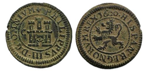 309   -  Felipe III (1598-1621). 2 maravedís. 1600. Segovia. C. (Cal-181)