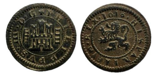 310   -  Felipe III (1598-1621). 4 maravedís. 1618. Segovia. (Cal-268)