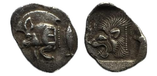 32   -  Misia. Kyzikos. Obolo. 450-400 a.C. (SNG BN 378).