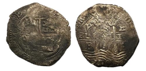 336   -  Carlos II (1665-1700). 8 reales. 1671. Potosí. E. (Cal-702). Ag. 26,98 g. Doble fecha y doble ensayador. Visible buena parte de la leyenda