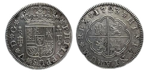 342   -  Felipe V (1700-1746). 2 reales. 1723. Segovia. F. (Cal-958)