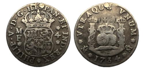 348   -  Felipe V (1700-1746). 4 reales. 1734/3. México. MF. (Cal-1113)