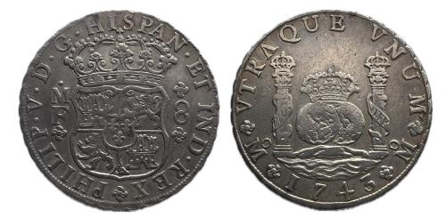 351   -  Felipe V (1700-1746). 8 reales. 1743. México. MF. (Cal-1463)