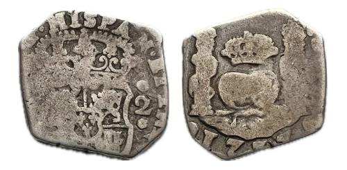 353   -  Felipe V (1700-1746). 2 reales. 1737. Guatemala. (J). (Cal-681). Ag. 6,47 g. Fecha completa. Bonito tono.