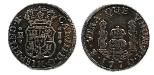 361   -  Carlos III (1759-1788). 1 real. 1770. Potosí. JR. (Cal-469)