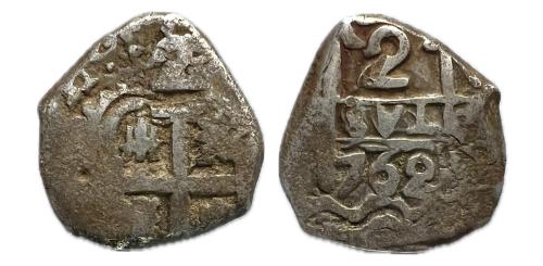 364   -  Carlos III (1759-1788). 2 reales. 1762. Potosí. V-(Y). (Cal-688)