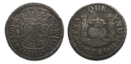 366   -  Carlos III (1759-1788). 2 reales. 1764. México. M. (Cal-648)