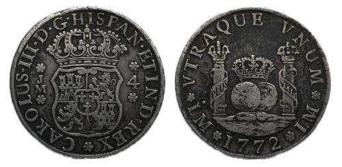 369   -  Carlos III (1759-1788). 4 reales. 1772. Lima. JM. (Cal-830)