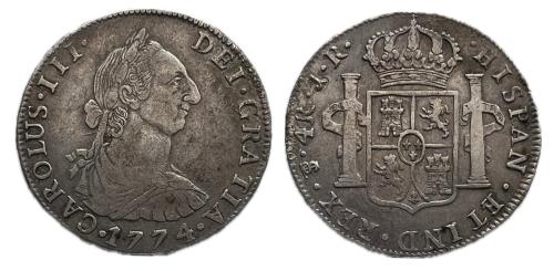 370   -  Carlos III (1759-1788). 4 reales. 1774. Potosí. JR. (Cal-931)