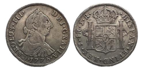 371   -  Carlos III (1759-1788). 4 reales. 1775. Potosí. JR. (Cal-932)