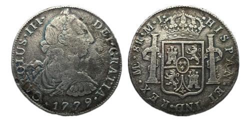 376   -  Carlos III (1759-1788). 8 reales. 1779. Lima. MJ. (Cal-1045)