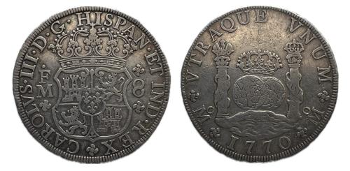 385   -  Carlos III (1759-1788). 8 reales. 1770. México. FM. (Cal 2008-912)