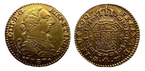 389   -  Carlos III (1759-1788). 1 escudo. 1787. Madrid. DV. (Cal-1370)