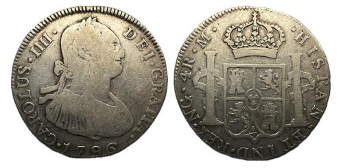 395   -  Carlos IV (1788-1808). 4 reales. 1796. Guatemala. M. (Cal-737)