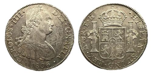 396   -  Carlos IV (1788-1808). 8 reales. 1806. México. TH