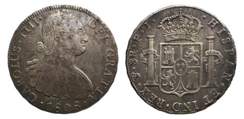 401   -  Carlos IV (1788-1808). 8 reales. 1808. Potosí. PJ. (Cal-1014)