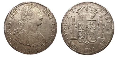 403   -  Carlos IV (1788-1808). 8 reales. 1801. Potosí. PP. (Cal-1005)