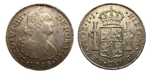 406   -  Carlos IV (1788-1808). 8 reales. 1793. Lima. IJ. (Cal-909)