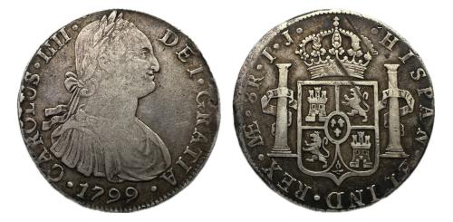 408   -  Carlos IV (1788-1808). 8 reales. 1799. Lima. IJ. (Cal-917)