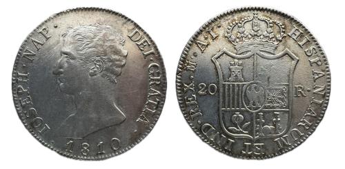 416   -  José Napoleón (1808-1814). 20 reales. 1810. Madrid. AI. (Cal-37)