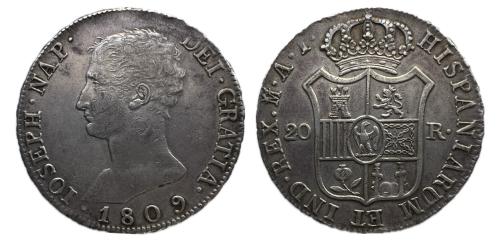 417   -  José Napoleón (1808-1814). 20 reales. 1809. Madrid. AI. (Cal-36)