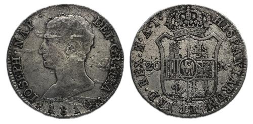 419   -  José Napoleón (1808-1814). 20 reales. 1810. Madrid. AI. (Cal-37)