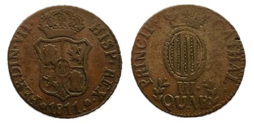 423   -  Fernando VII (1808-1833). 3 cuartos. 1811. Cataluña. (Cal-10)