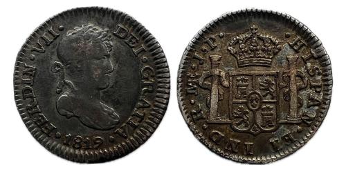 425   -  Fernando VII (1808-1833). 1/2 real. 1819. Lima. JP. (Cal-362)