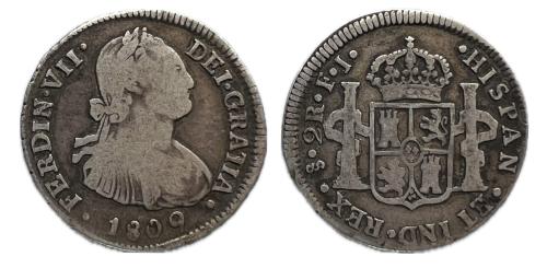 428   -  Fernando VII (1808-1833). 2 reales. 1809. Santiago. FJ. (Cal-1015)