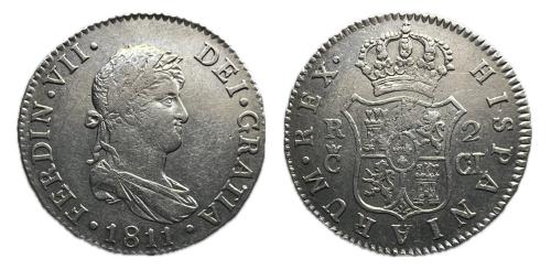 429   -  Fernando VII (1808-1833). 2 reales. 1811. Cádiz. CI. (Cal-726)