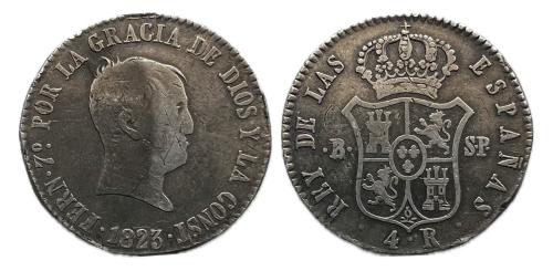 431   -  Fernando VII (1808-1833). 4 reales. 1823. Barcelona. SP. (Cal-833)