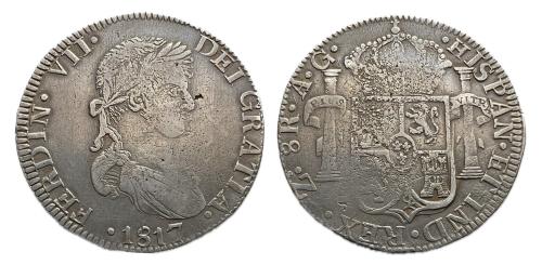 436   -  Fernando VII (1808-1833). 8 reales. 1817. Zacatecas. AG. (Cal-1458)