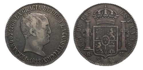 444   -  Fernando VII (1808-1833). 20 reales. 1822. Madrid. SR. (Cal-1282)