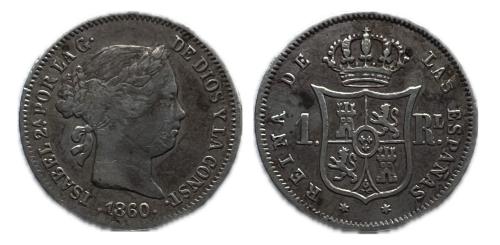 451   -  Isabel II (1833-1868). 1 real. 1860. Madrid. (Cal-309)