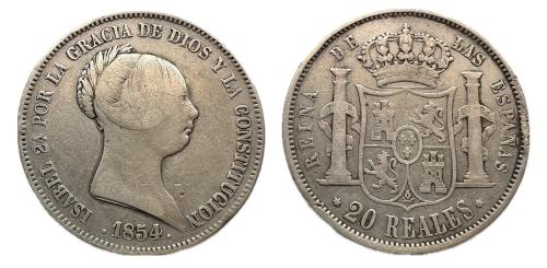 453   -  Isabel II (1833-1868). 20 reales. 1854. Madrid. (Cal 2019-596)