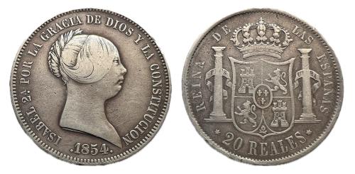 454   -  Isabel II (1833-1868). 20 reales. 1854. Madrid. (Cal 2019-596)