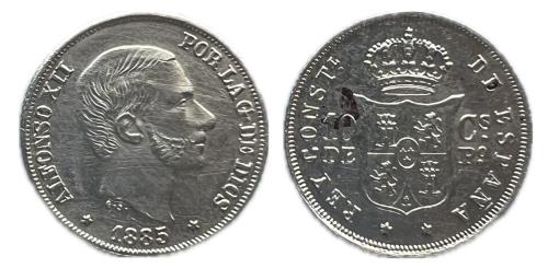 457   -  Alfonso XII (1874-1885). 10 centavos. 1885. Manila. (Cal-102)