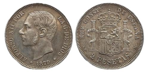 461   -  Alfonso XII (1874-1885). 2 pesetas. 1879*18-79. Madrid. EMM. (Cal-26)