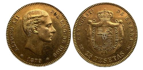 480   -  Alfonso XII (1874-1885). 25 pesetas. 1879*18-79. Madrid. EMM. (Cal-74).