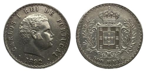 540   -  Portugal. Carlos I. 500 reis. 1892. (Km-535).